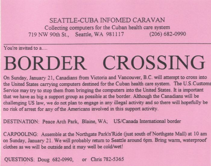 Border crossing flyer