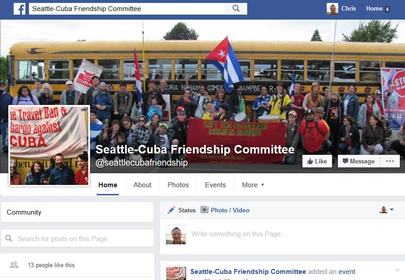Seattle/Cuba Friendship Committee Facebook page