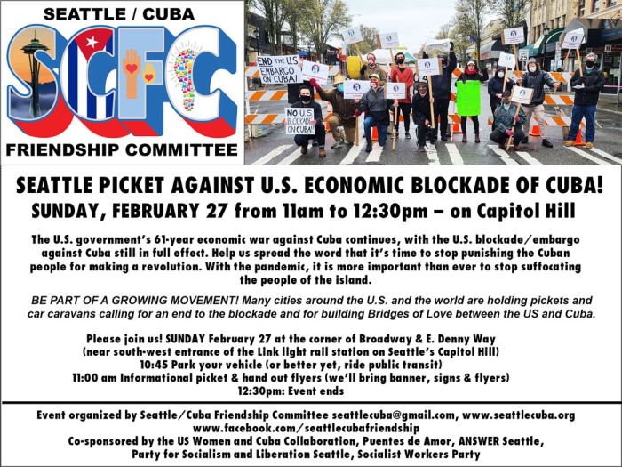 Seattle Picket against U.S. Economic Blockade of Cuba