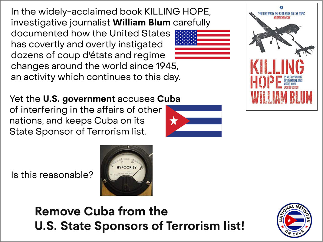 Remove Cuba from the U.S. State Sponsors of Terrorism List infographic” width=