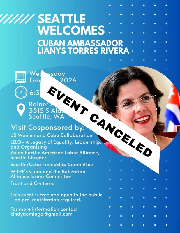 Cuban Ambassador Lianys Torres Rivera event canceled